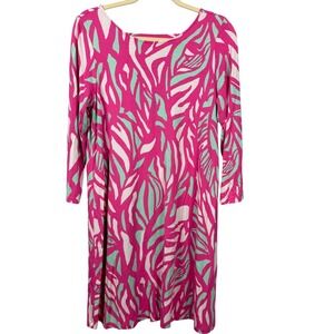 Lilly Pulitzer L Ophelia Swing Dress Tunic Pink Papaya Cutout Back Coastal Vacay